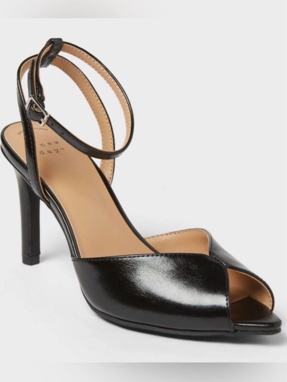A New Day Virginia Black Ankle Strap Peep Toe High Heels Women’s Size 10 NWOT